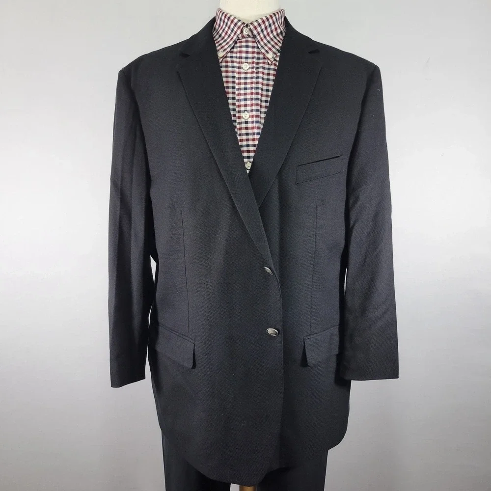 Joseph Abboud Reda Men's Sport Coat Blazer‎ Two Button Black Wool 52R